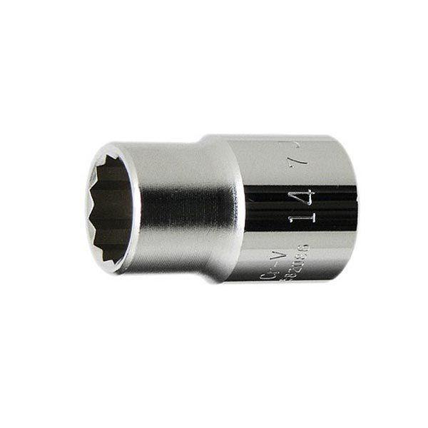 厳選されたクロームバナジウム鋼を鍛造・熱処理した、強靭で耐久性に優れたソケットです。高いトルクでのボルト、ナット締緩におすすめです。[差込角] 1/2"(12.7mm)[サイズ] 14mm[全長] 36mm[重量] 55g[ポイント] 12...