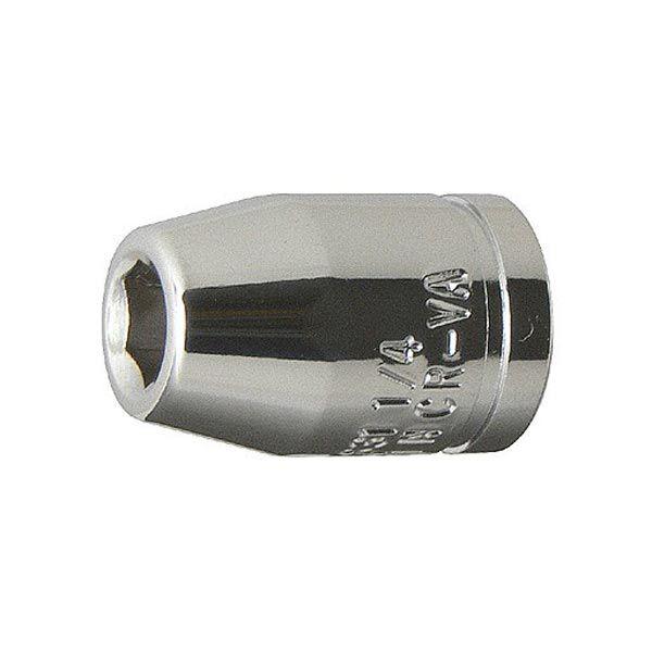1/4"(6.3mm)ビットを差込角3/8"(9.5mm)のラチェットなどで使用するためのヘックスビットホルダーです。[差込角] 3/8"(9.5mm)[ビットホルダー] 1/4"(6.3mm)[全長] 26mm