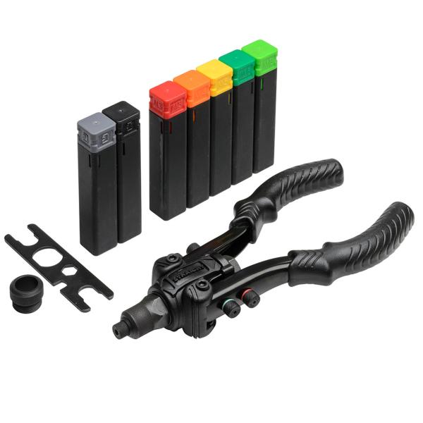 リベッター&amp;ナッター&amp;ニブラーセットは、先端アタッチメントを交換するだけでリベッター、ナッター、ニブラーの３種類の使い方ができる便利な商品です。[全長]220mm（アタッチメント未装着時）●リベッター[対応リベットサイズ]・...