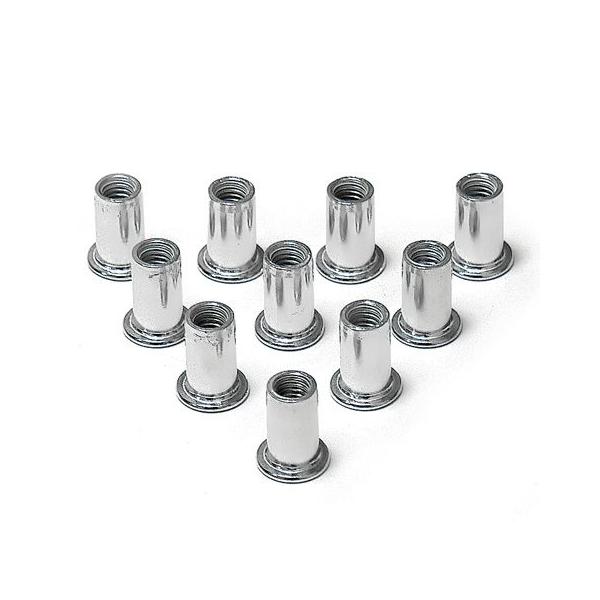専用のナットリベッターの補充用ブラインドナットリベットです。[入り数] 10[サイズ] M3×0.5[高さ] 10mm[取付穴径] φ5mm[適応板厚] 0.3〜2.5(mm)[材質] アルミニウム