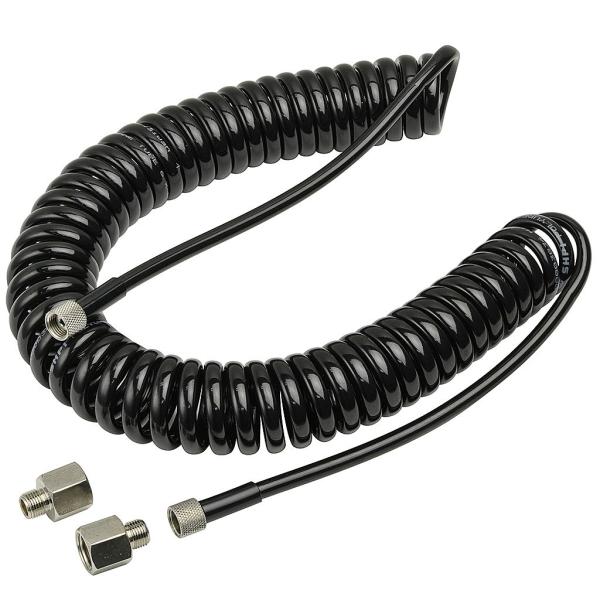 エアーブラシ専用のスパイラルホースです。品番15-711エアーブラシセットと合わせてご購入下さい。[材質] ポリウレタン[サイズ] 内径4mm×長さ5m[インレットサイズ] 1/8×1/8(両先端)[付属品] 1/8(並行オネジ)×1/4(...