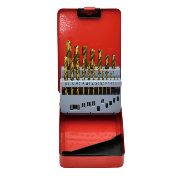 ハイス鋼のドリルセットです。ドリル表面にチタンコーティングを施し、耐久性を向上させています。収納と整理に便利なメタルケース入りです。[セット内容] 1.0、1.5、2.0、2.5、3.0、3.5、4.0、4.5、5.0、5.5、6.0、6....