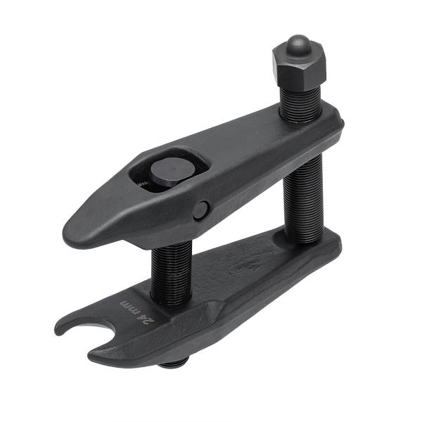 タイロッドエンドセパレーターは、ブーツに傷付けずにタイロッドエンドを取り外すことができる特殊工具です。[全長] 160mm[挿入幅] 24mm[リフティング量] 70mm[使用工具] 24mm[重量] 1.9kg[材質] クロームバナジウム鋼