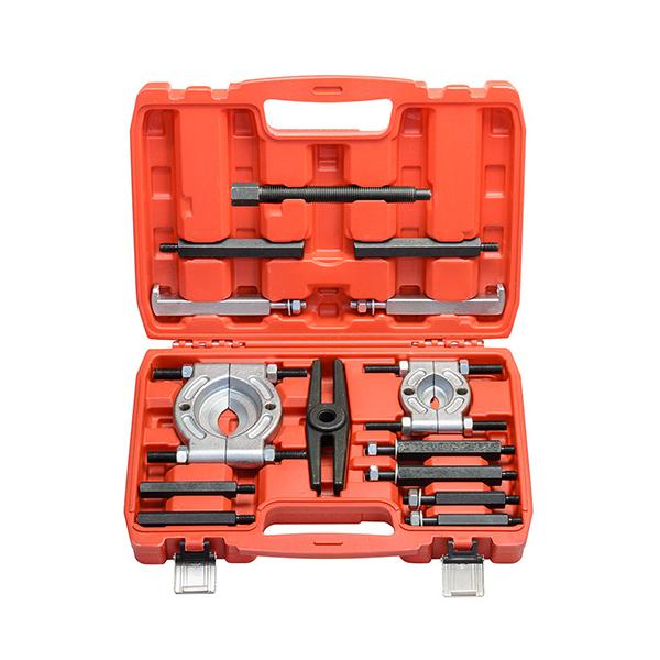 H型ホルダーにLフックを装着して外掛けでベアリングを取り外す方法の他、Lフックが使用できない場合はセパレータープレートを装着して、ギヤやベアリングを取り外すことができます。[セット内容]・Lフック×2・H型ホルダー×1・センターボルト×1・...