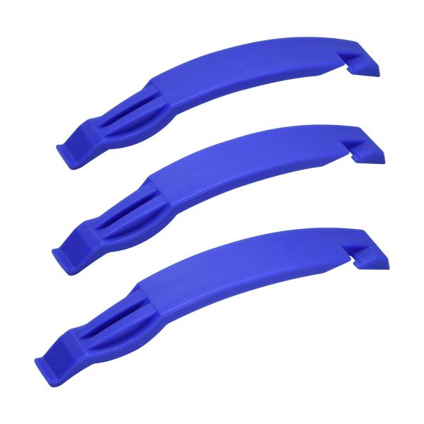 タイヤレバー自転車用3ピースは、自転車専用のタイヤレバーです。スポークに掛けて作業できるので作業効率が上がります。また、樹脂製でチューブやリムに傷をつけにくくなっています。[入り数] 3[全長] 120mm[材質] ABS+ファイバー