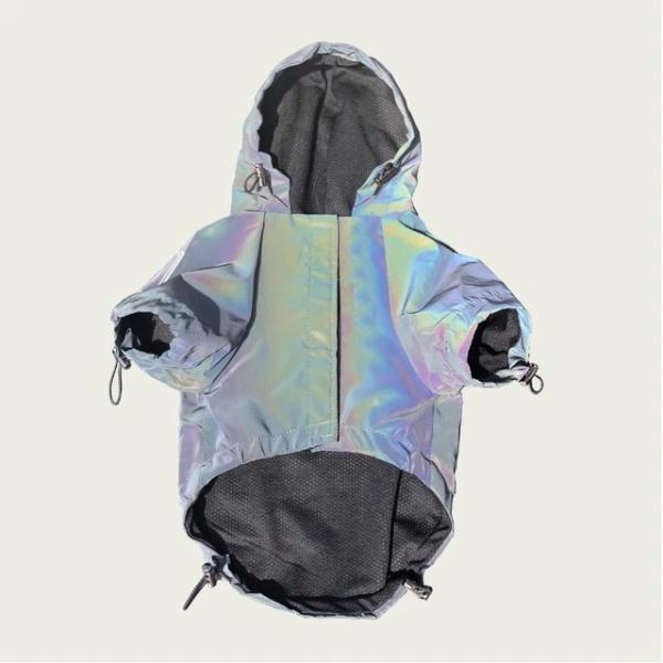 レインコート レインボー 防風 防水 夜光 反射 秋冬 犬 服 ジャケット