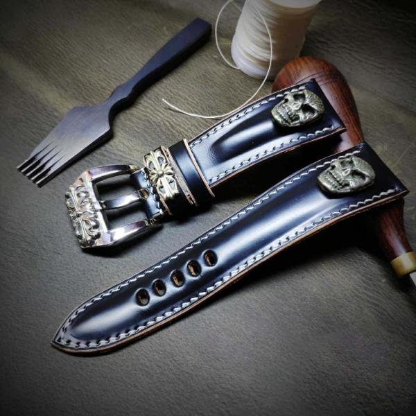 ハンドメイド パネライなど ヴィンテージ スエード カーフレザー バックル付 ハンドメイド パネライなど ヴィンテージ スエード カーフレザー