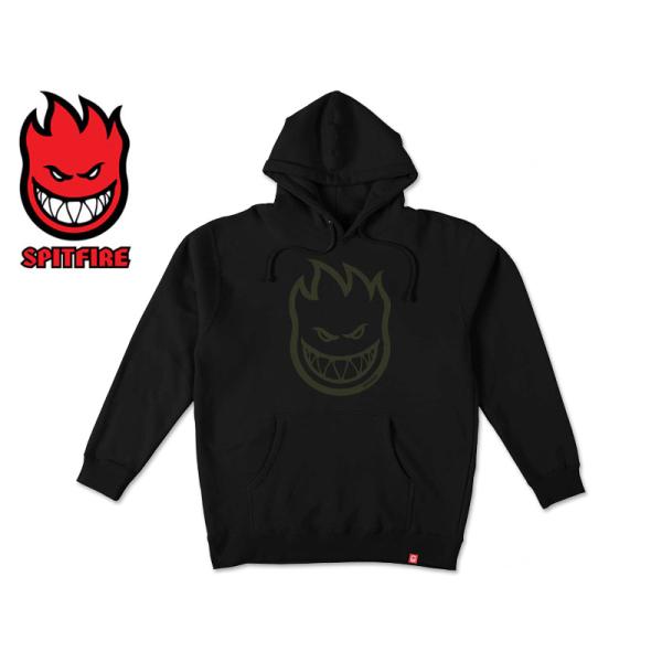 SPITFIRE【スピットファイヤー】BIGHEAD PULLOVER HOOD BLACK/OLIVE ビッグヘッド プルオーバーフード ブラック/オリーブ 20756