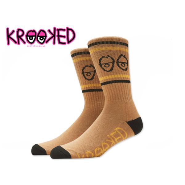 KROOKED クルキッド EYES SOCKS BROWN/GOLD ソックス アイズ ブラウン/ゴールド 20871