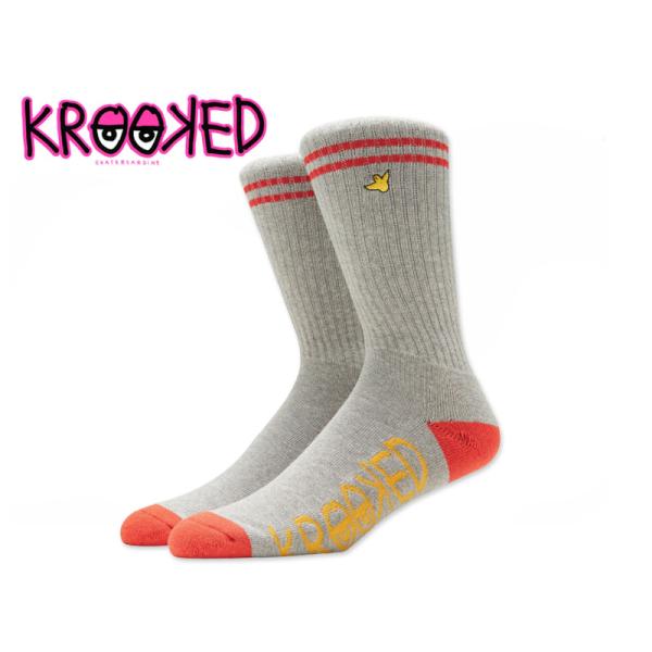KROOKED クルキッド BIRD SOCKS GREY/RED/GOLD ソックス バード グレー/レッド/ゴールド 20871