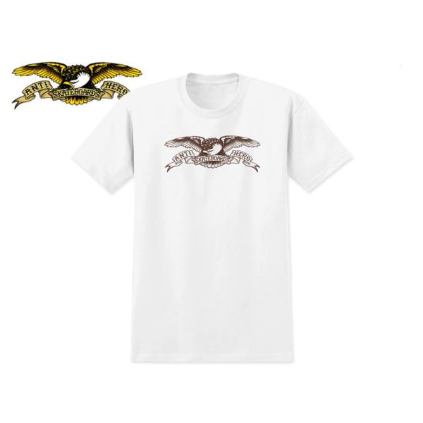 ANTIHERO アンタイヒーロー EAGLE T-SHIRT WHITE/BROWN イーグル Tシャツ ホワイト/ブラウン 20873