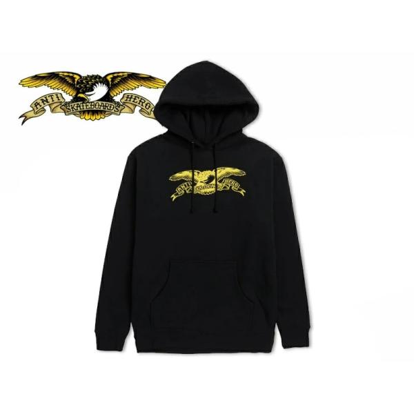 ANTIHERO アンタイヒーロー EAGLE HOODIE BLACK/GOLD イーグル フーディー ブラック/ゴールド 21405
