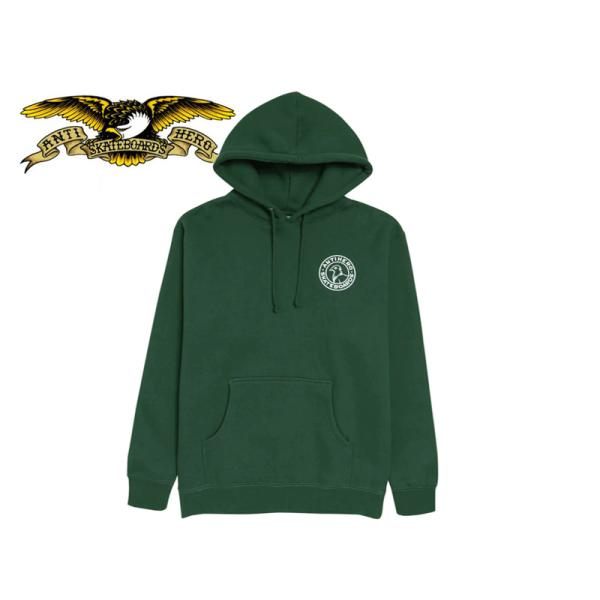 ANTIHERO アンタイヒーロー BASIC PIGEON ROUNDEMB PULLOVER HOODIE DARK GREEN ピジョン フーディー ダークグリーン 21406