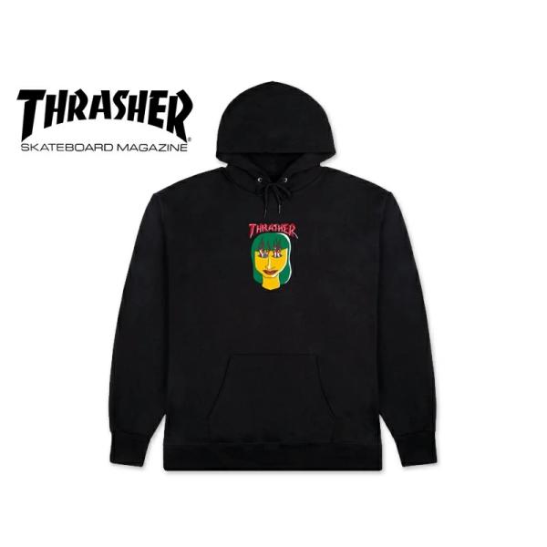 THRASHER スラッシャー TALK SHIT BY GONZ HOOD BLACK ゴンズ フーディー ブラック 21489