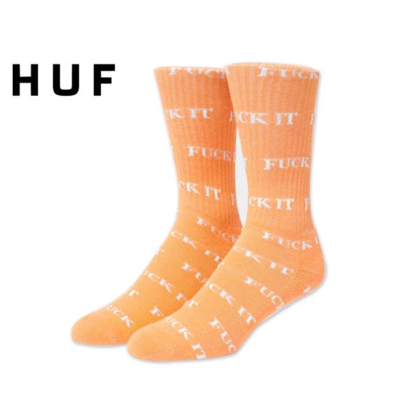 HUF ハフ FUCK IT CREW SOCK TANGERINE クルーソックス タンジェリン 21085 21563