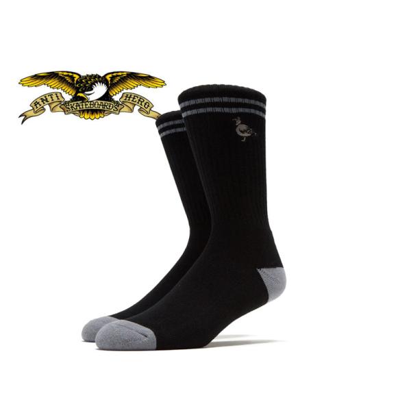 ANTIHERO アンタイヒーロー BASIC PIGEON EMB BLACK/GREY ソックス ブラック/グレー 21688