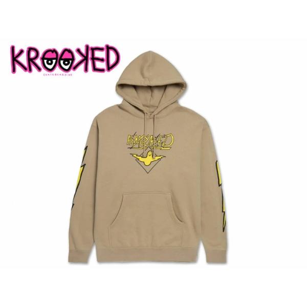 KROOKED クルキッド BIRD LIGHTENING SLEEVE PULLOVER HOODIE SAND STONE フーディー サンドストーン 21968