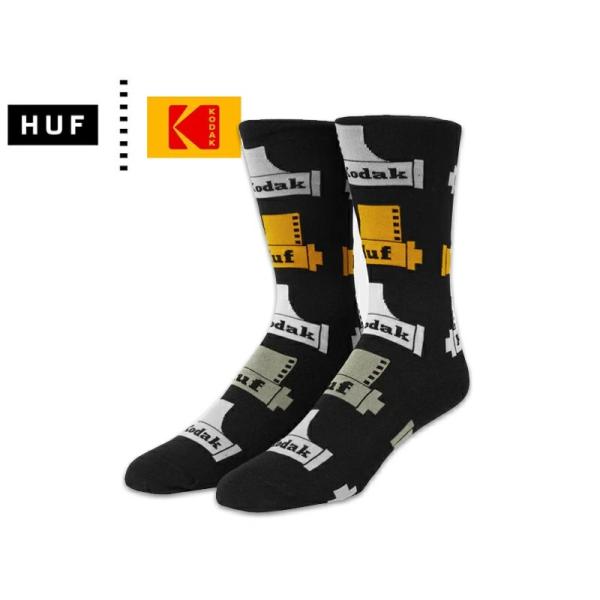 HUF×KODAK ハフ×コダック CREW SOCKS BLACK クルーソックス ブラック 22088
