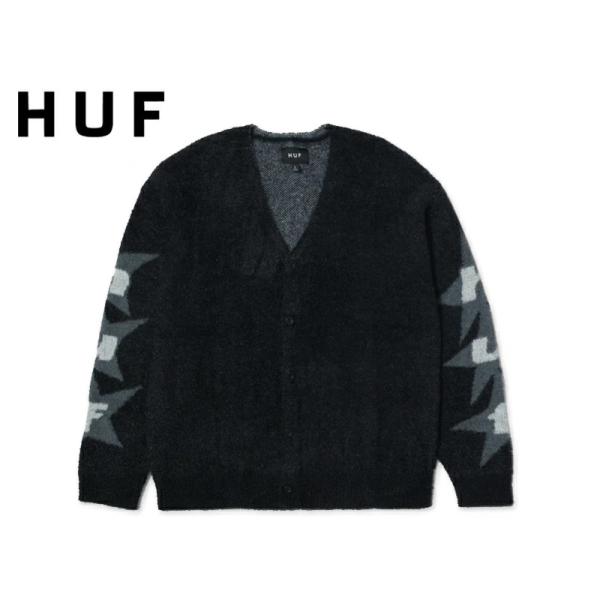 HUF（ハフ） URSA SHAGGY CARDIGAN BLACK シャギーカーディガン