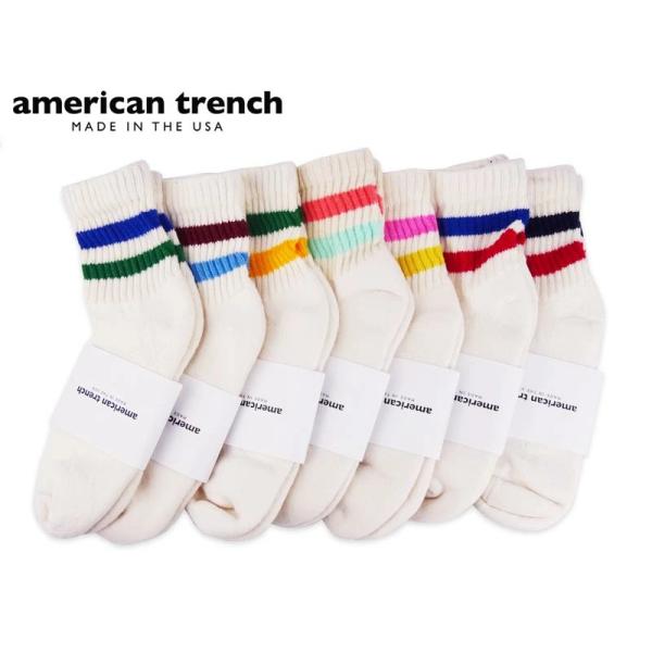 AMERICAN TRENCH アメリカントレンチ THE RETRO STRIPE QUARTER CREW SOCKS レトロストライプ クォータークルーソックス 22382　爆買