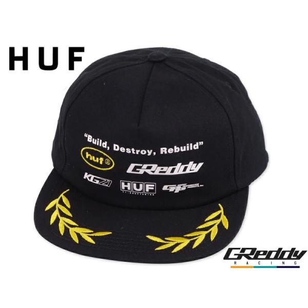 HUF×GREDDY RACING ハフ×グレッディ TEAM SNAPBACK BLACK チーム スナップバックキャップ ブラック 22587
