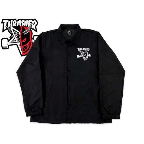 THRASHER×SPITFIRE スラッシャー×スピットファイア THRASH & BURN COACH JACKET BLACK コーチジャケット ブラック 22719