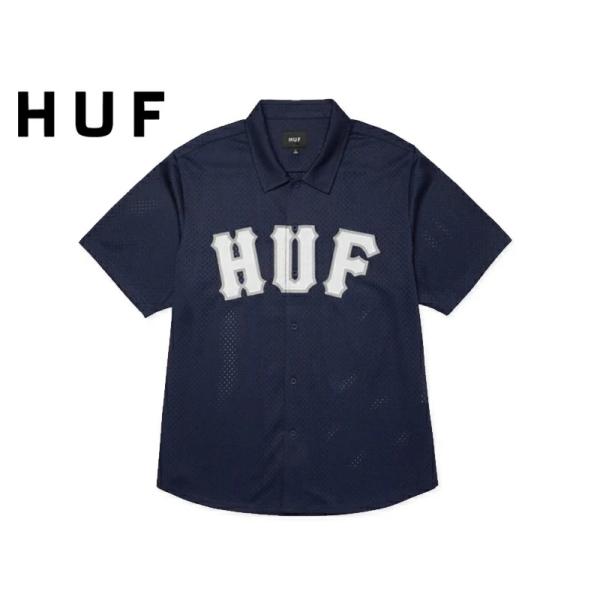 HUF ハフ ARCH MESH BUTTON UP NAVY アーチメッシュボタンシャツ ネイビー 22805