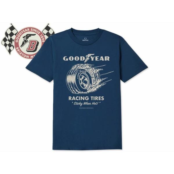 BRIXTON×GOODYEAR ブリクストン×グッドイヤー CHEATER SLICK T-SHIRTS NAVY Ｔシャツ ネイビー 22894