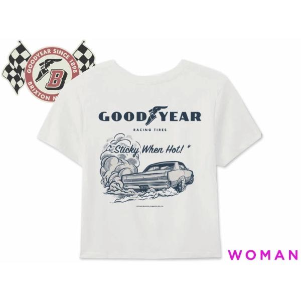 BRIXTON×GOODYEAR ブリクストン×グッドイヤー Women's BURNOUT BOXY CREW T-SHIRTS OFF WHITE ウーマンボックスＴシャツ 22896