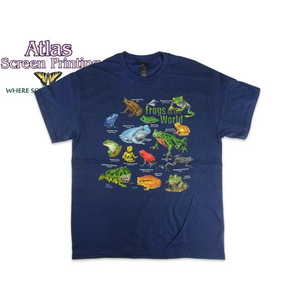 ATLAS SCREEN PRINTING アトラススクリーンプリンティング Frogs of the World WILD COTTON TEE NAVY カエル Tシャツ ネイビー 23164