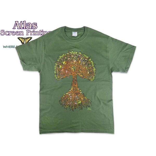 ATLAS SCREEN PRINTING アトラススクリーンプリンティング Tree of Life WILD COTTON TEE OLIVE ツリー Tシャツ オリーブ 23164