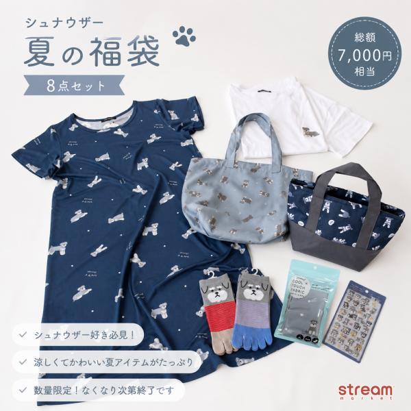 シュナウザー シュナ レディース 福袋 8点セット ワンピース ルームウェア Tシャツ ランチバッグ トートバッグ バッグ 五本指ソックス 靴下 シール 送料無料