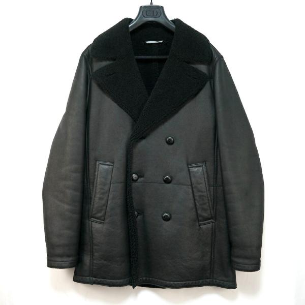 DIOR HOMME ディオールオム  シアリング ラム スキン ムートン レザー コート ブラック 48サイズ 533L439E0217【中古】