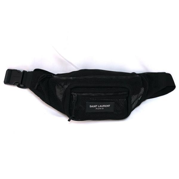 SAINT LAURENT PARIS サンローラン パリ メッシュ ウエスト バック ボディ バック ブラック 671640【中古】新古品