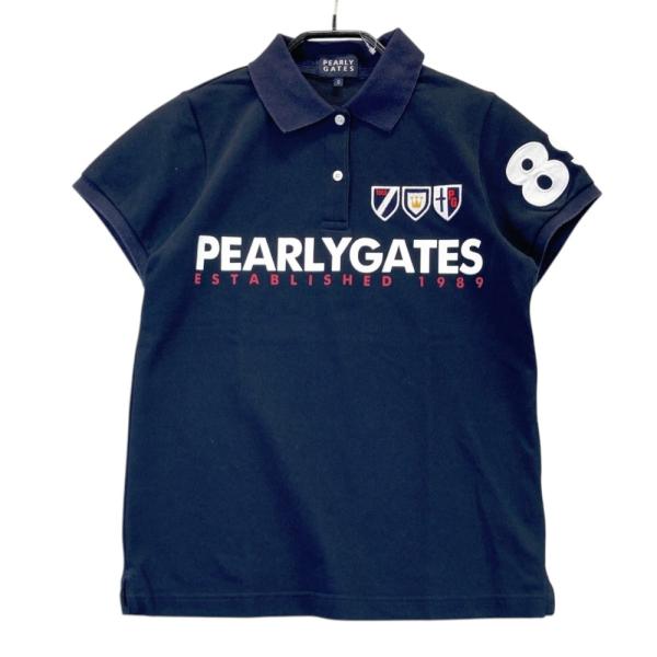 サイズ：0 PEARLY GATES パーリーゲイツ  半袖ポロシャツ  ネイビー系 [240101438025] ゴルフウェア レディース ストスト PEARLY GATES パーリーゲイツ 半袖ポロシャツ ネイビー系 0