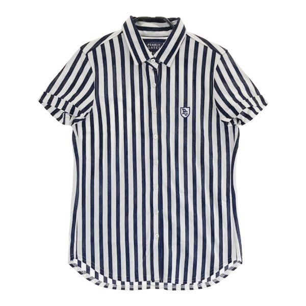 PEARLY GATES ストライプシャツ サイズ0 新品未使用品 PEARLY GATES パーリーゲイツ 長袖シャツ ピンク×黒 ストライプ