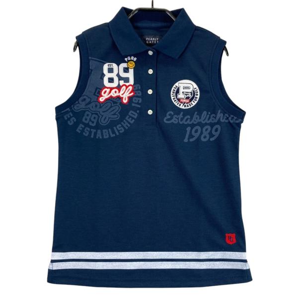 パーリーゲイツ♡ノースリーブポロシャツ♡スマイル♡ネイビー♡S PEARLY GATES パーリーゲイツ ノースリーブポロシャツ スマイル