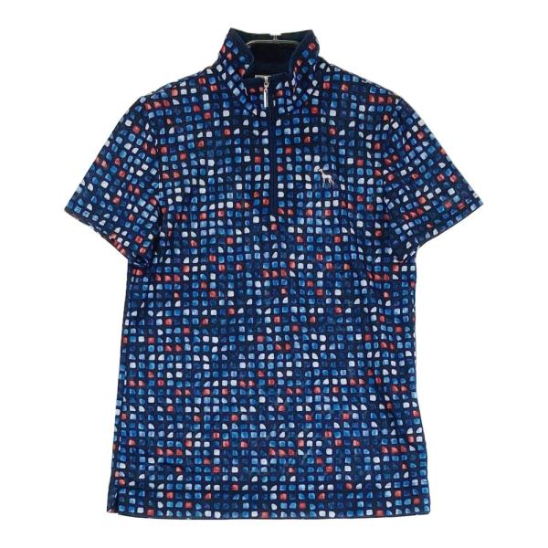 adabat（アダバット） ハイネック半袖ハーフジップTシャツ 総柄