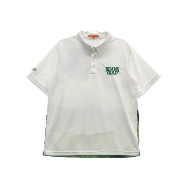 BEAMS GOLF ビームスゴルフ 半袖ポロシャツ バックプリント ホワイト系 XL ゴルフウェア メンズ