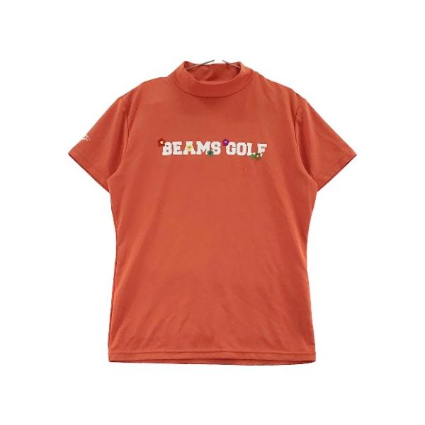 サイズ：L BEAMS GOLF ビームスゴルフ  ハイネック 半袖Tシャツ 総柄 オレンジ系 [240101445200] ゴルフウェア レディース ストスト BEAMS GOLF ビームスゴルフ ハイネック 半袖Tシャツ 総柄