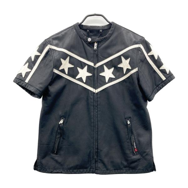 ショット パンチングレザー 半袖 レーシングジャケット S ライダース SCHOTT ショット パンチング 半袖レザージャケット ブラック系 L
