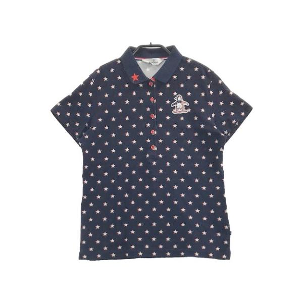 MUNSINGWEAR マンシングウェア 半袖ポロシャツ 星 総柄 ネイビー系 L  