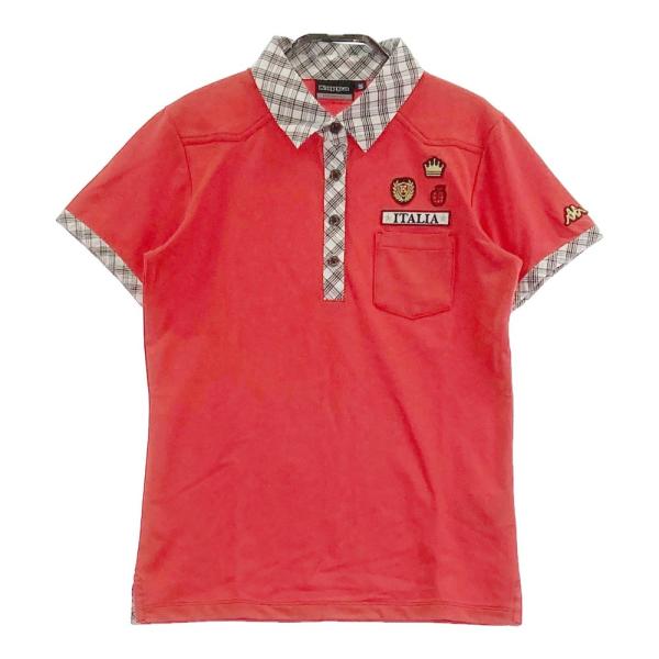 KAPPA GOLF カッパゴルフ  半袖 ポロシャツ ワッペン  レッド系 S ゴルフウェア レディース