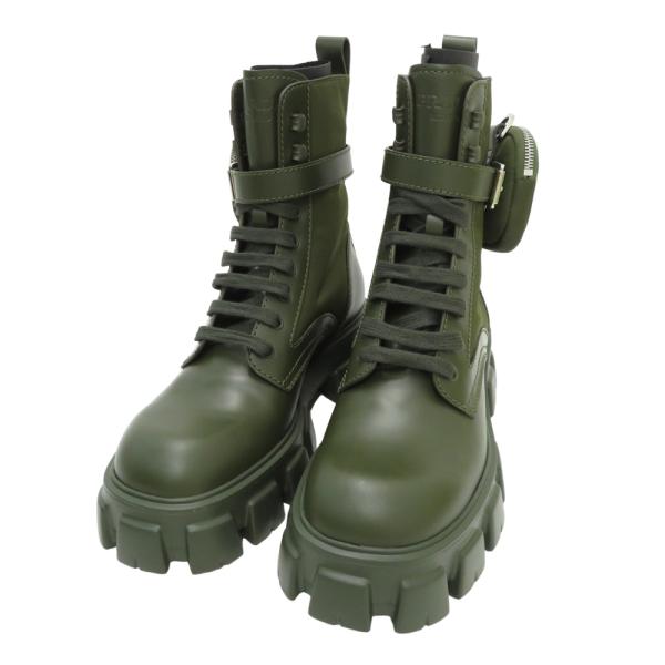 PRADA プラダ モノリス コンバットブーツ Re-Nylon カーキ　ポーチ PRADA（プラダ） 【新品】PRADA モノリス コンバットブーツ Re-Nylon