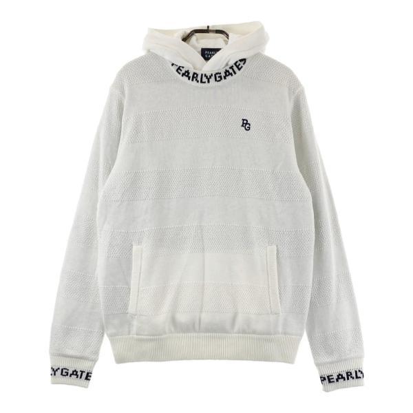 PEARLY GATES パーリーゲイツ 2022年モデル ニットパーカー ボーダー柄 グレー系 4 [240101155863] ゴルフウェア メンズ PEARLY GATES 【新品】PEARLY パーリーゲイツ DIAPLEX 2022年