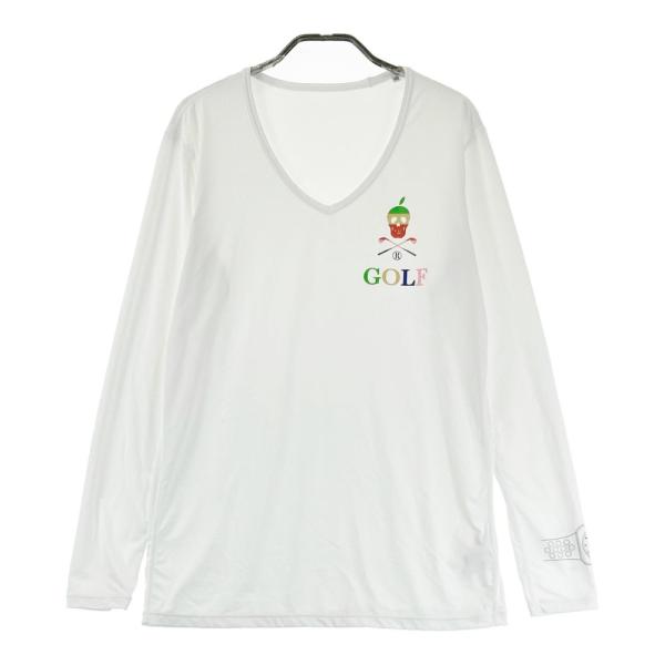 【美品】MARK&LONA ホワイト 長袖カットソー 48 ゴルフウェア MARK&LONA マークアンドロナ 2022年モデル 長袖 インナーTシャツ