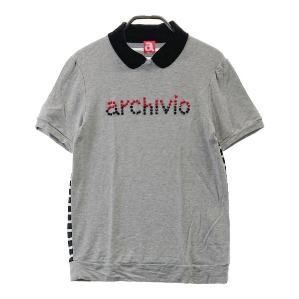 サイズ：50 ARCHIVIO アルチビオ  ハイネック 半袖Tシャツ ロゴ  グレー系 [240101501984] ゴルフウェア メンズ ストスト サイズ：50 ARCHIVIO アルチビオ ハイネック 半袖Tシャツ ロゴ