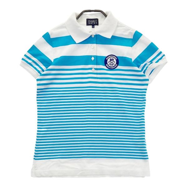 【未使用品】パーリーゲイツ 半袖ポロシャツ ボーダー ゴルフウェア レディース PEARLY GATES パーリーゲイツ 半袖ポロシャツ ボーダー柄 ブルー