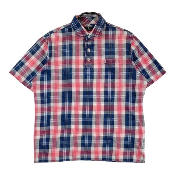 サイズ：L MUNSING WEAR マンシングウェア  半袖ポロシャツ チェック柄 レッド系 [240101415777] ゴルフウェア メンズ ストスト Munsingwear MUNSING WEAR マンシングウェア 半袖ポロシャツ