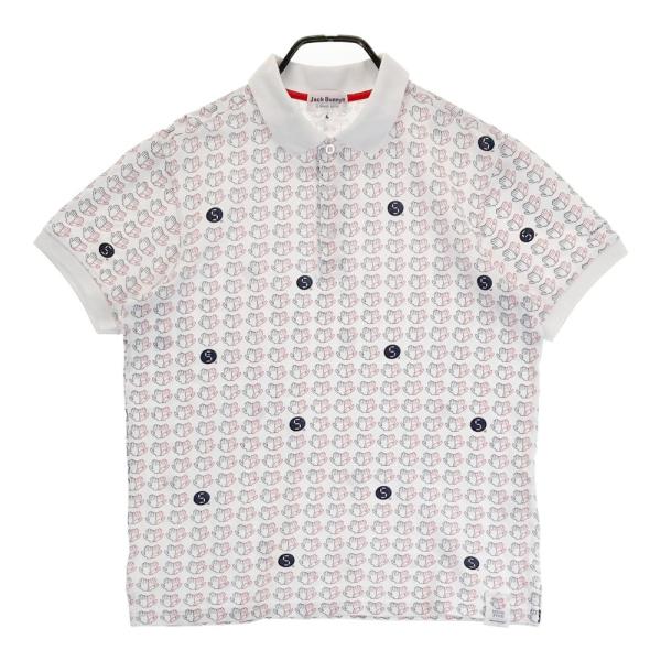 JACK BUNNY!! - coco 未使用品 ジャックバニー Jack Bunny!! メンズ 半袖ポロシャツ 5(L) 白系 総柄 Jack Bunny!! JACK BUNNY ジャックバニー 5周年 半袖ポロシャツ